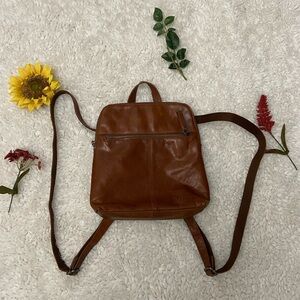 Sophisticated Brown Leather Backpack with Adjustable Straps